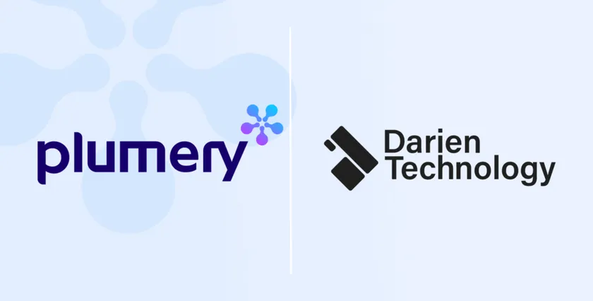 Plumery and Darien Technology wordmarks side by side