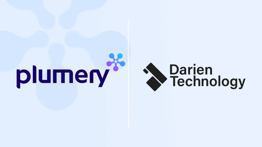 Plumery and Darien Technology wordmarks side by side